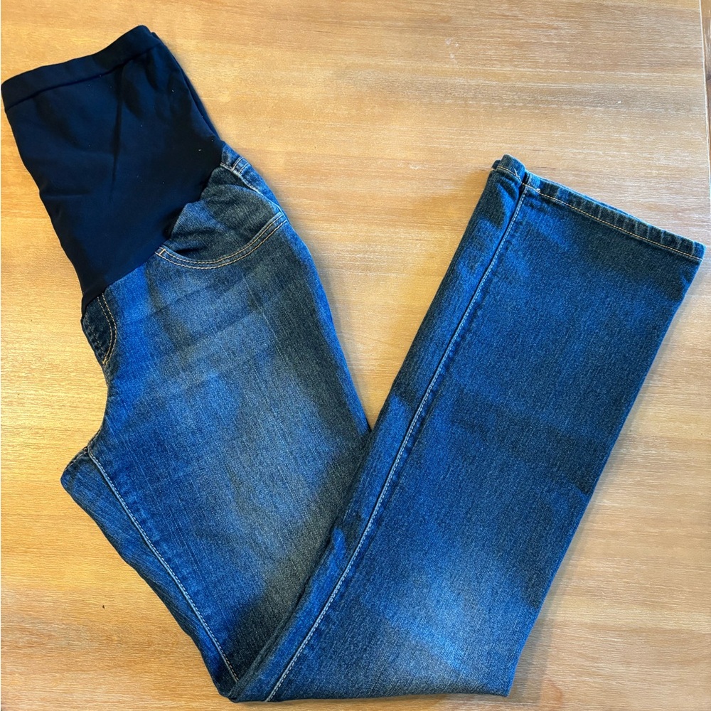 Indigo Blue Secret Fit Belly Maternity Jeans Bootcut Medium Wash, Size Small